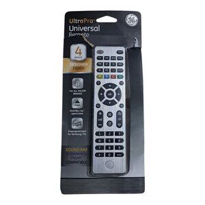 GE General Electric 33709 Ultra Pro 4-Device Universal TV Remote Brushed Silver